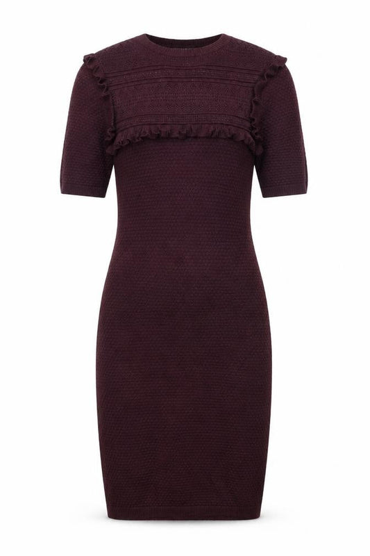 Warehouse Women’s Purple Knit Bodycon Dress Size 10 Short Sleeve