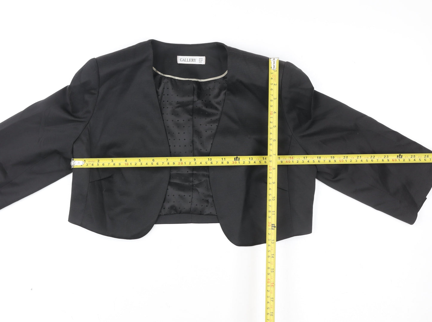 Gallery Women's Black Cropped Blazer Jacket UK 10 Classic Lined