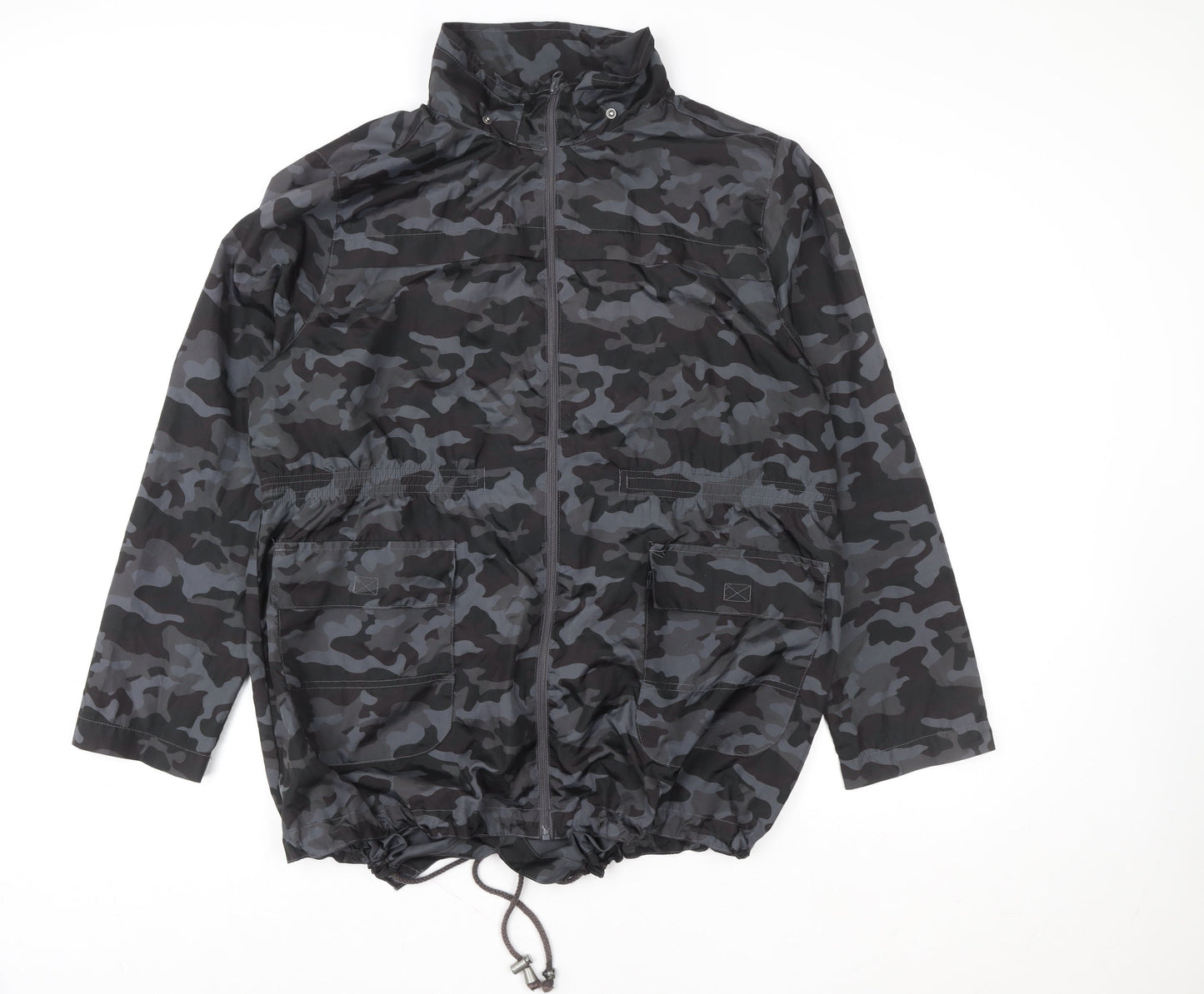 Brave Soul Men's Grey Camouflage Windbreaker Jacket Size 48 Polyester
