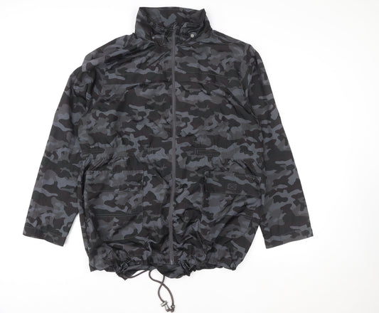 Brave Soul Men's Grey Camouflage Windbreaker Jacket Size 48 Polyester