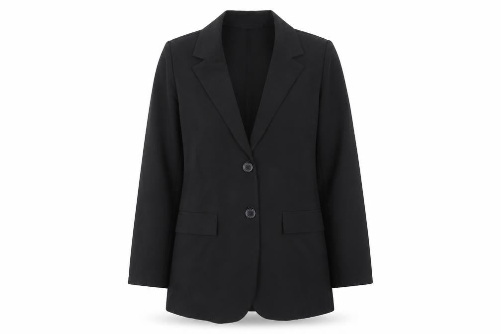 Boohoo Women's Black Size 10 Tailored Two-Button Blazer Jacket