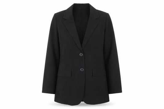 Boohoo Women's Black Size 10 Tailored Two-Button Blazer Jacket