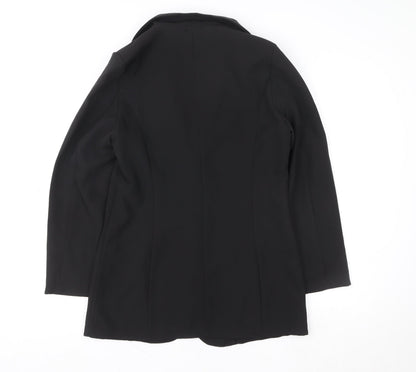 Boohoo Women's Black Size 10 Tailored Two-Button Blazer Jacket