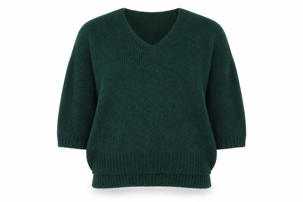 Alessia Pacini Women Green Chunky Knit V-Neck Pullover Jumper M