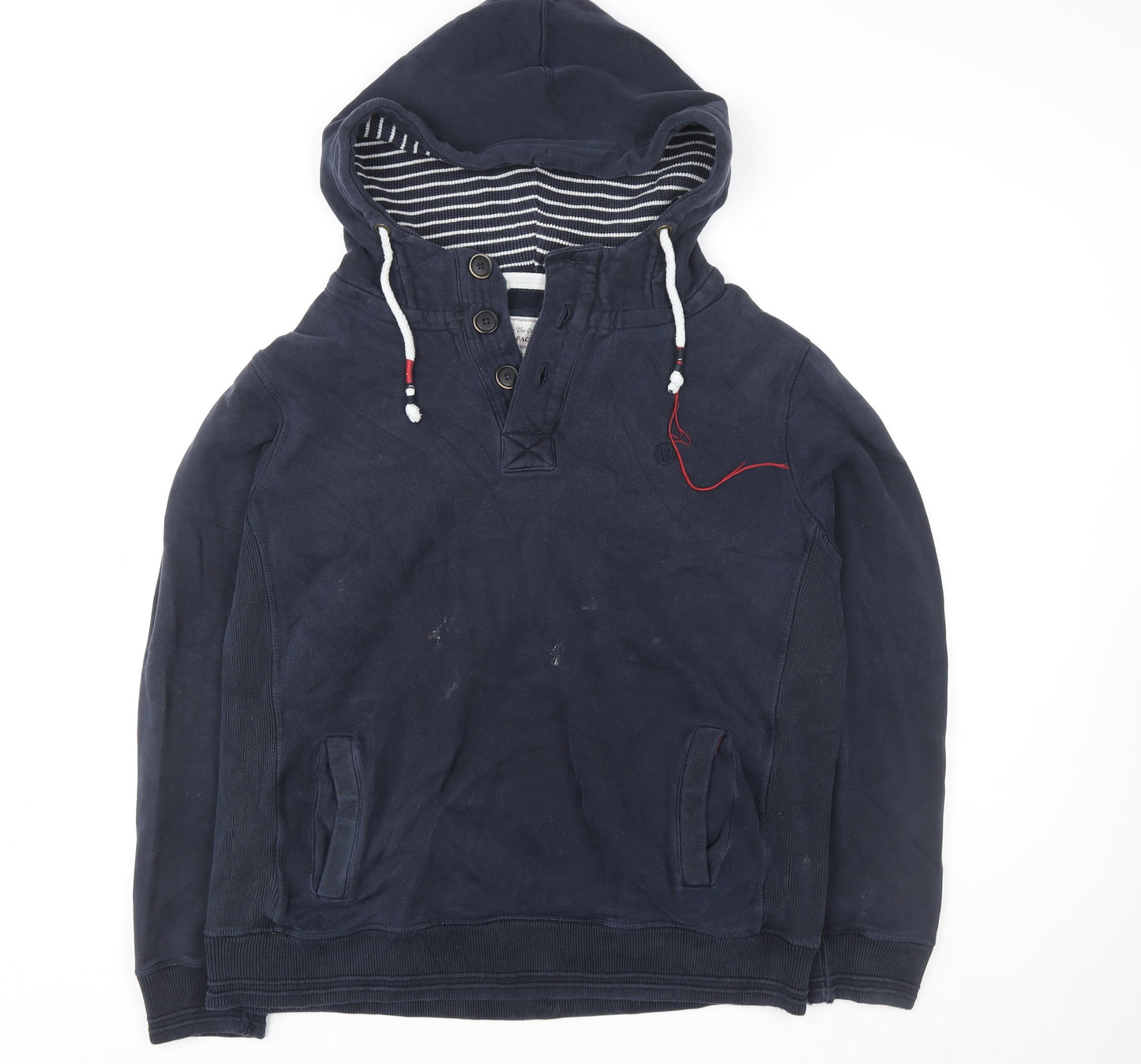 FatFace Navy Cotton Henley Hoodie XL Unisex Adults Casual Hooded Sweatshirt