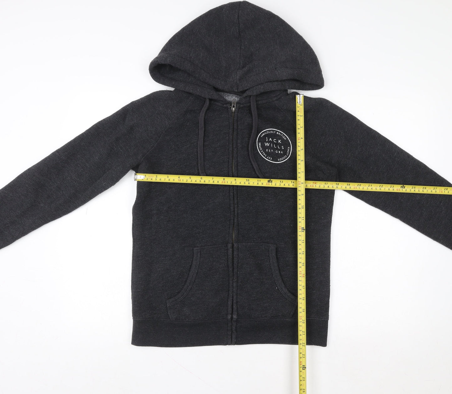 Jack Wills Men's Black Full Zip Hoodie Size M Fleece Lined