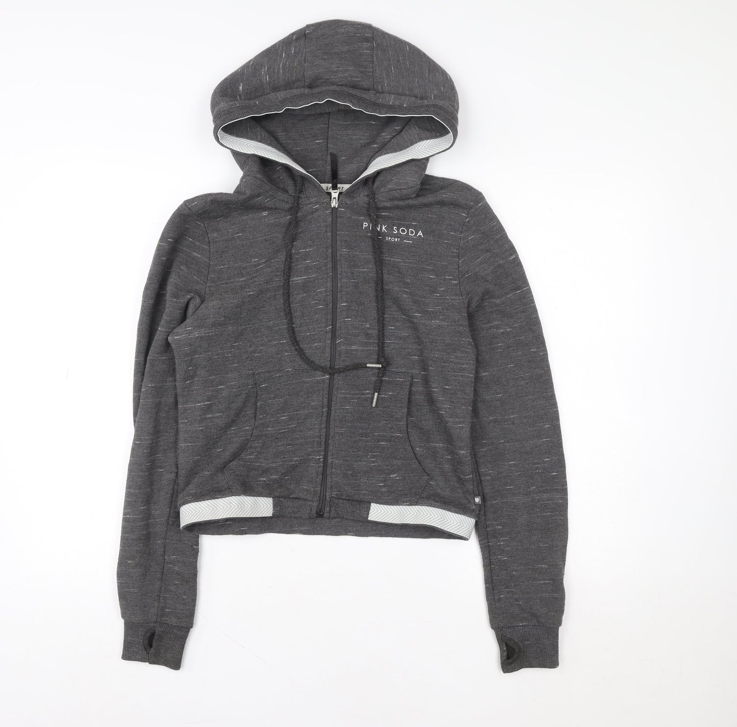 Pink Soda Sport Women's Grey Full Zip Hoodie UK 10 Polyester Cotton Blend
