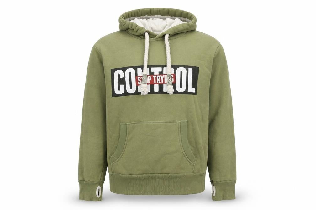 Plus Eighteen Men's Green Pullover Hoodie L Graphic Print Cotton Blend