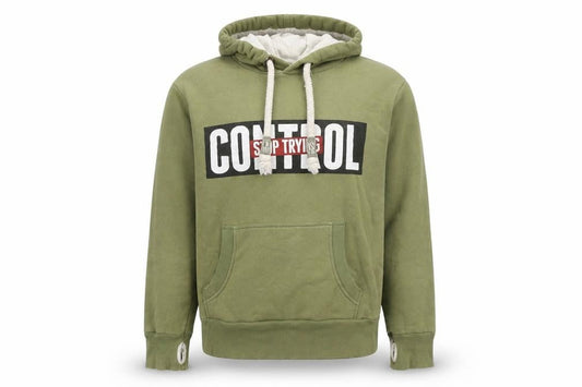 Plus Eighteen Men's Green Pullover Hoodie L Graphic Print Cotton Blend