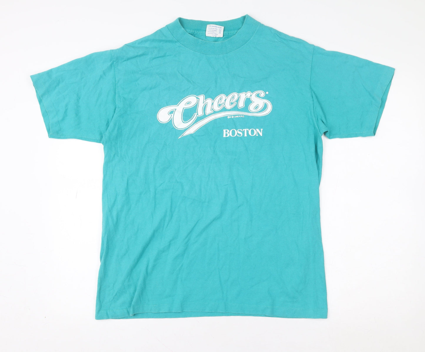 Vintage Tee Jays Women's Blue Cheers Boston 90s Cotton T-Shirt L