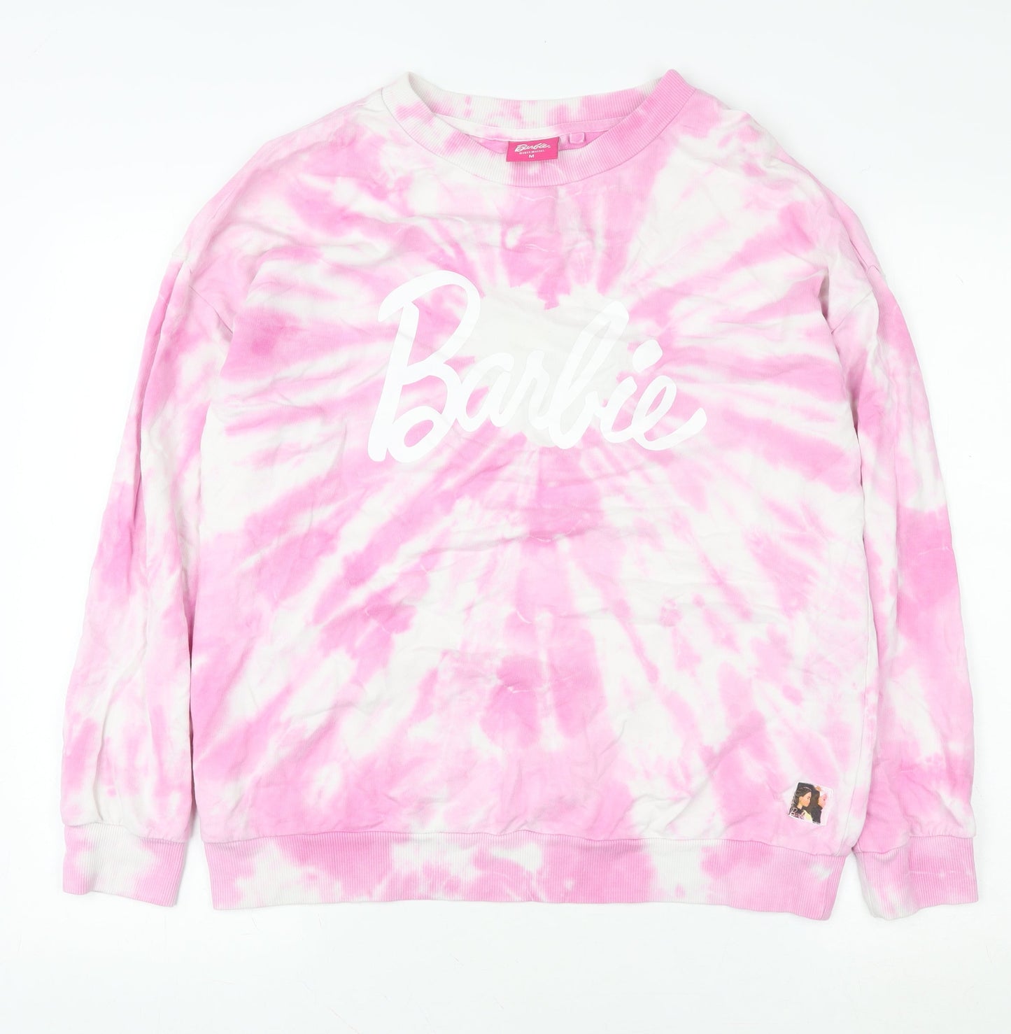 Next Barbie Women Pink Tie Dye Crew Neck Pullover Sweatshirt M
