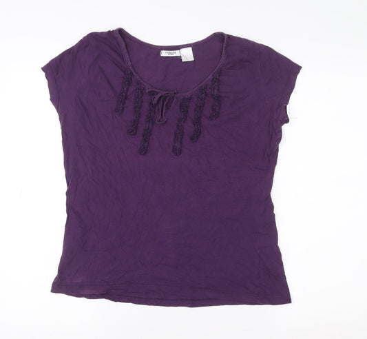 La Redoute Creation Womens Purple Cotton Scoop Neck T-Shirt M