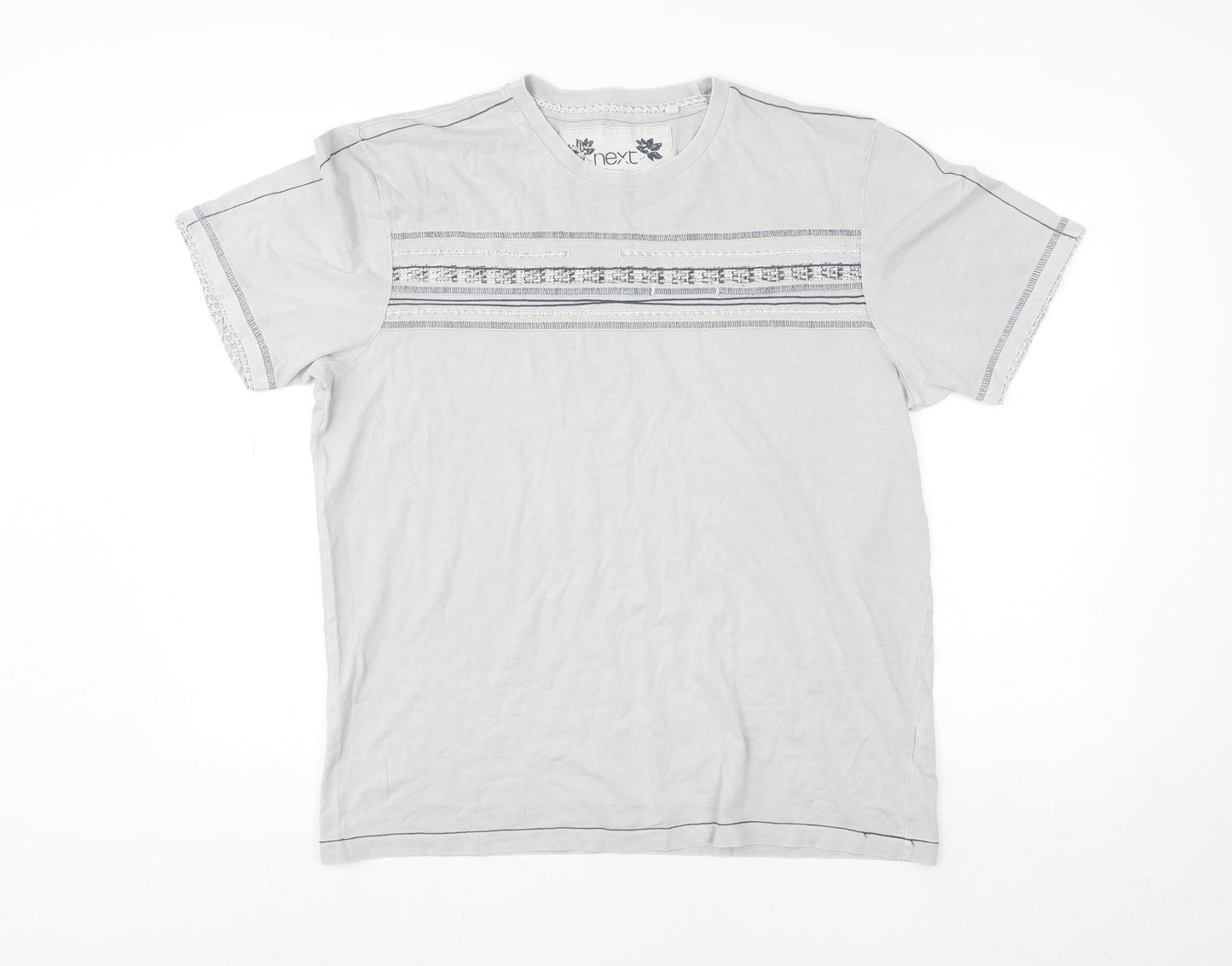 Next Women Grey Cotton Basic Short Sleeve T-Shirt Size L