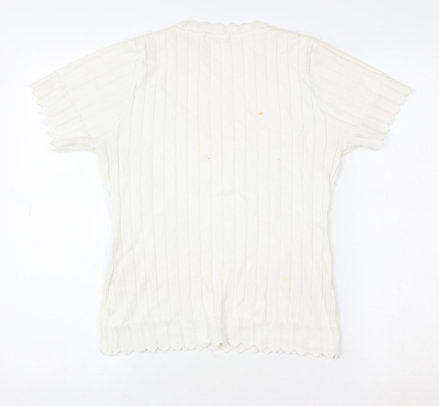By Clara Women’s White Knit Short Sleeve Top M Cotton Blend