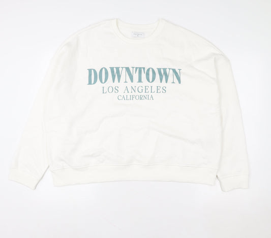 Papaya Women White Downtown Los Angeles Print Sweatshirt XL