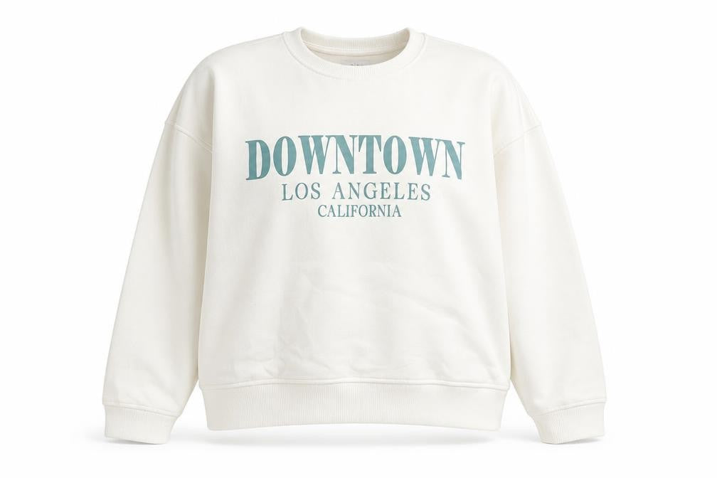 Papaya Women White Downtown Los Angeles Print Sweatshirt XL