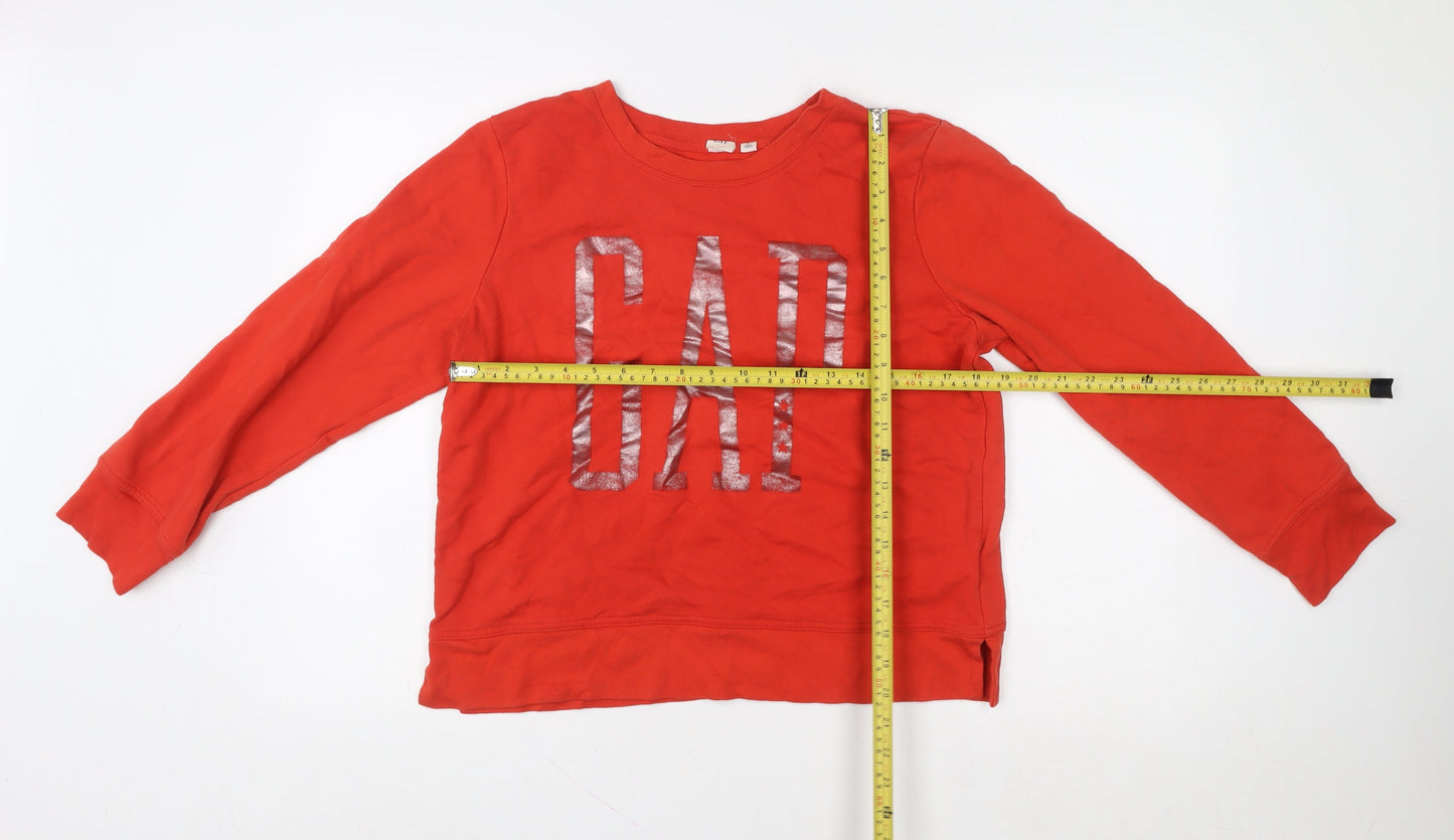 GAP Womens Red Cotton Logo Pullover Sweatshirt Size M
