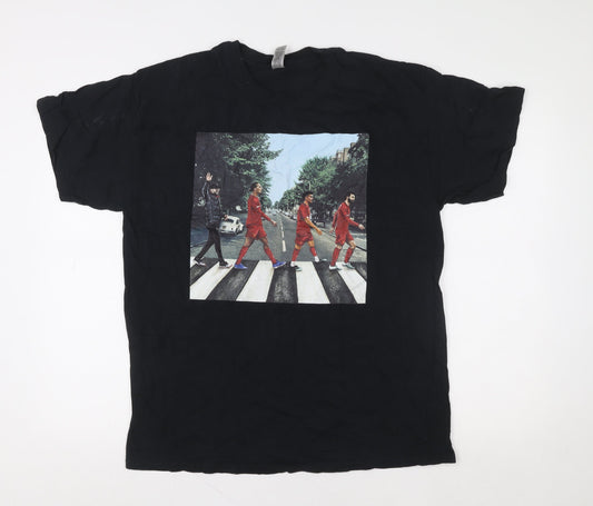 Gildan Men's Black Graphic Music Funny Heavy Cotton T-Shirt Size L