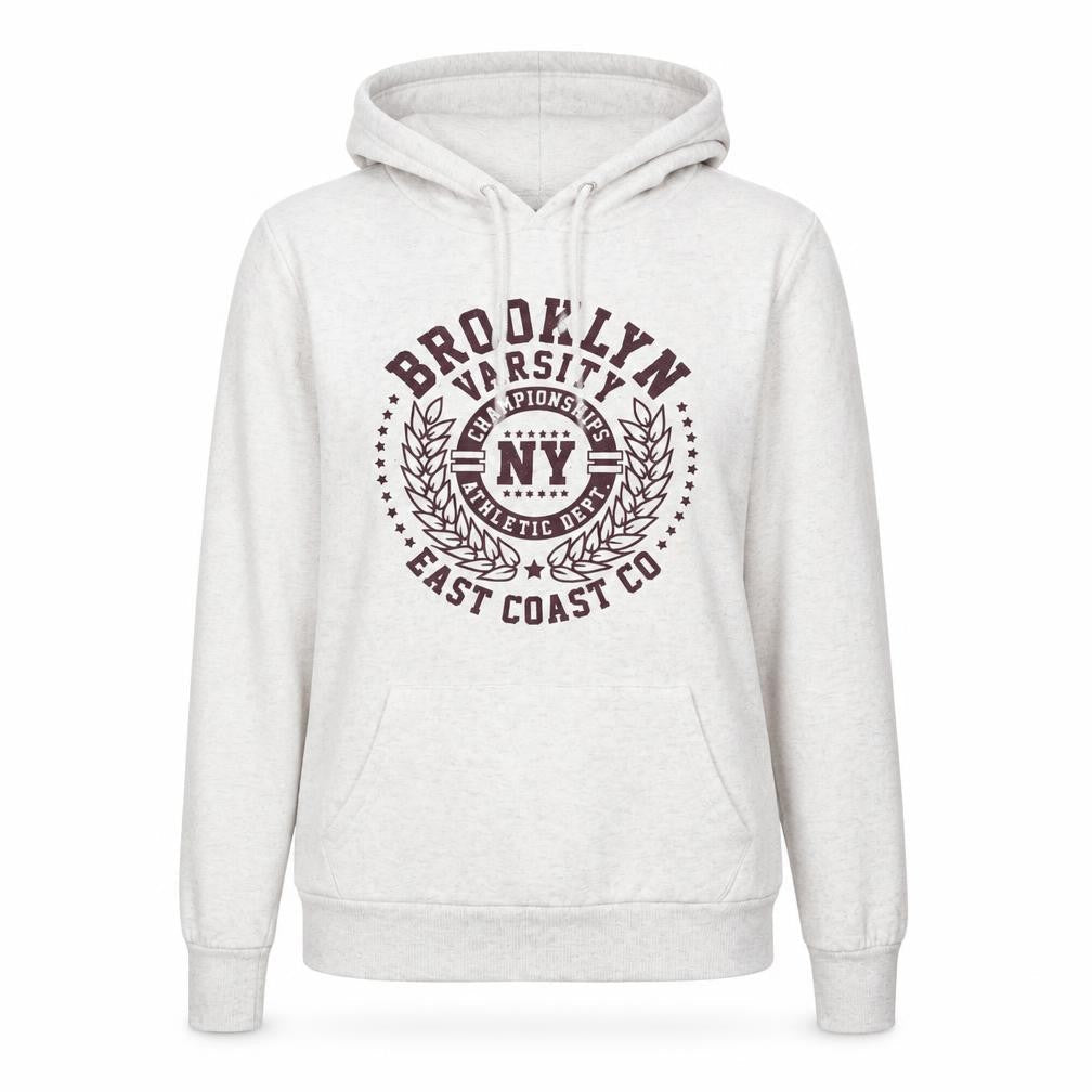 Primark Women Beige XS Pullover Hoodie Brooklyn Varsity Print Casual