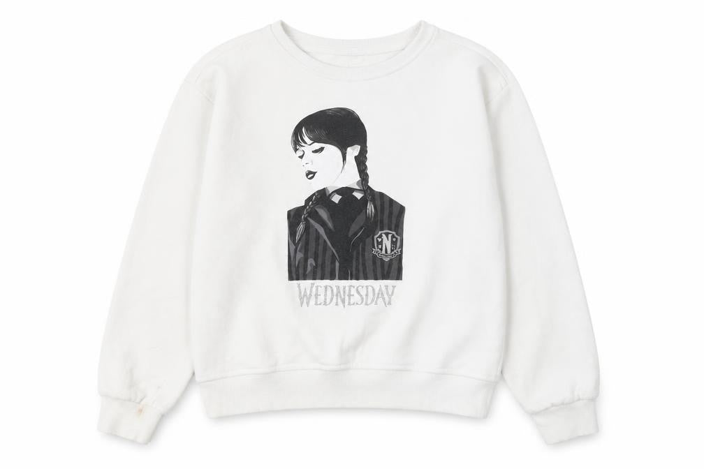 Wednesday Girls White 13-14 Years Pullover Graphic Sweatshirt