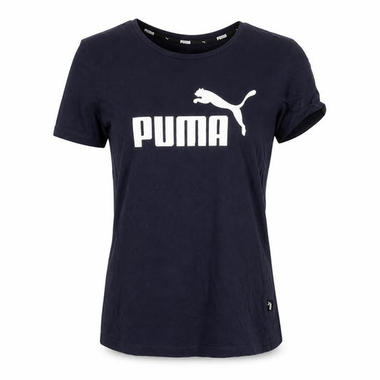 Front view of Puma Women Blue Small Logo Short Sleeve T-Shirt