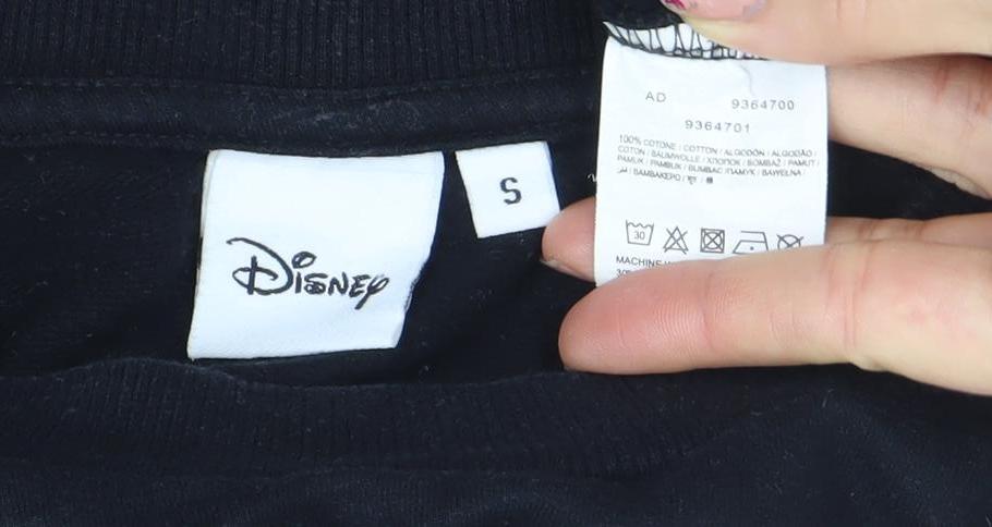 Disney Women Black Mickey Mouse Slogan Pullover Sweatshirt S