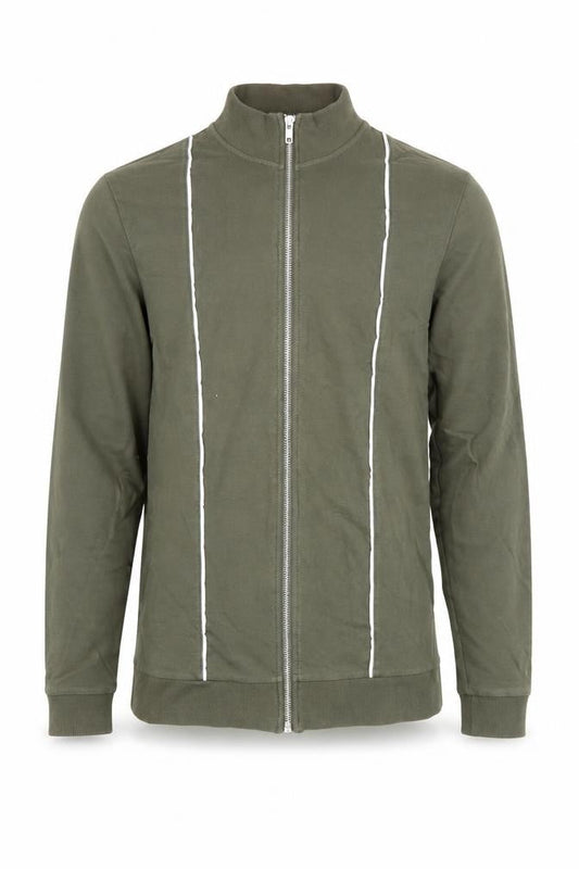 Front view of ASOS Men's Green Full Zip High Neck Sweatshirt, size S