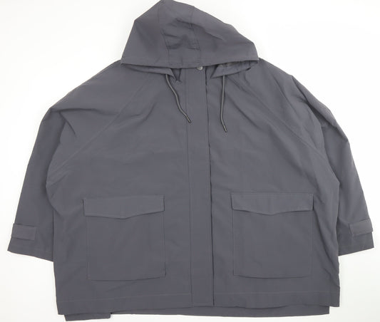 Yours Women’s Grey Hooded Lightweight Rain Coat Jacket Size 16
