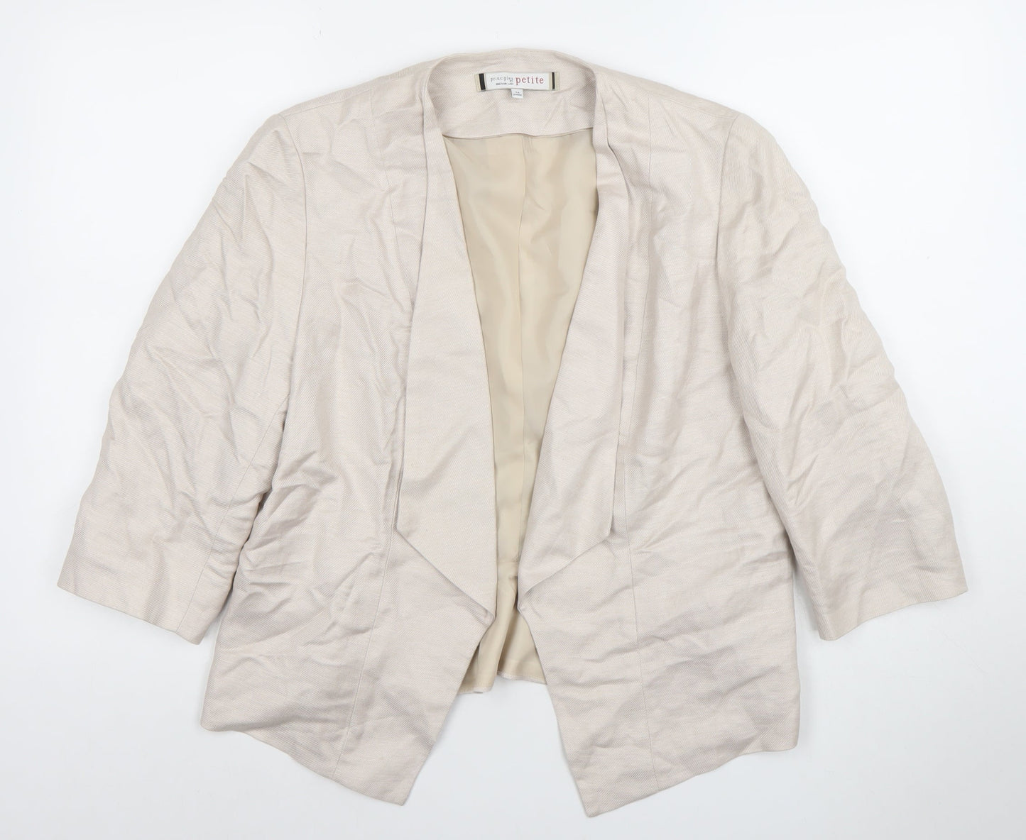 Principles by Ben de Lisi Petite Beige Linen Blend Suit Jacket Size 16