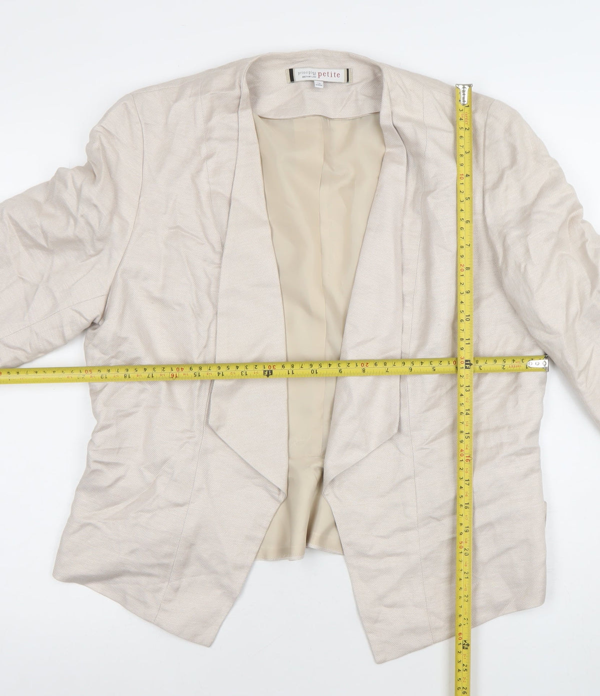 Principles by Ben de Lisi Petite Beige Linen Blend Suit Jacket Size 16