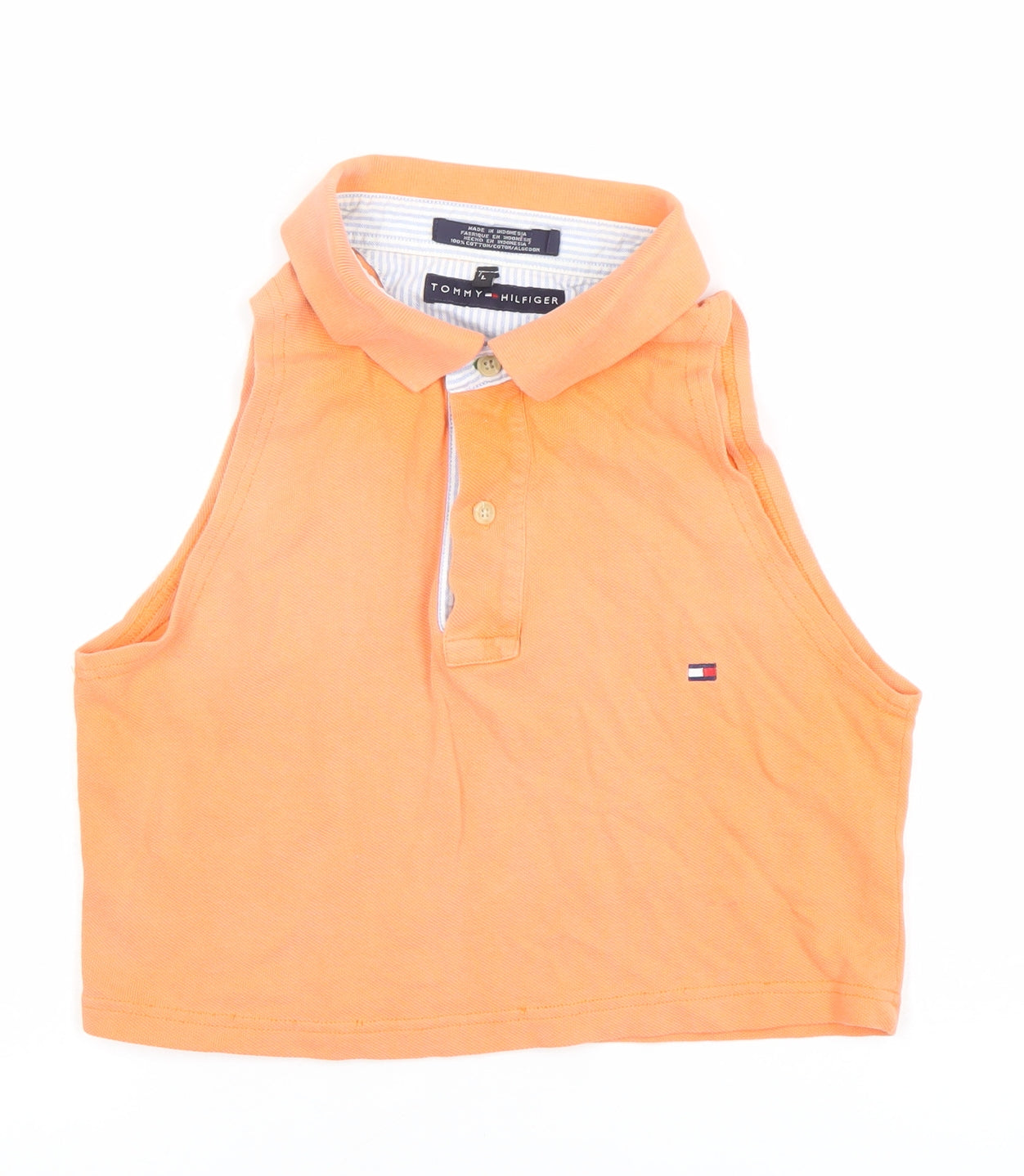 Tommy Hilfiger Women's Orange Cropped Polo Top Sleeveless L