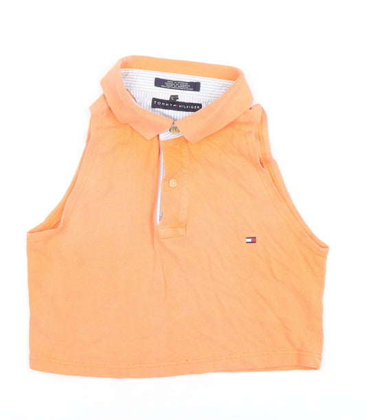 Tommy Hilfiger Women's Orange Cropped Polo Top Sleeveless L