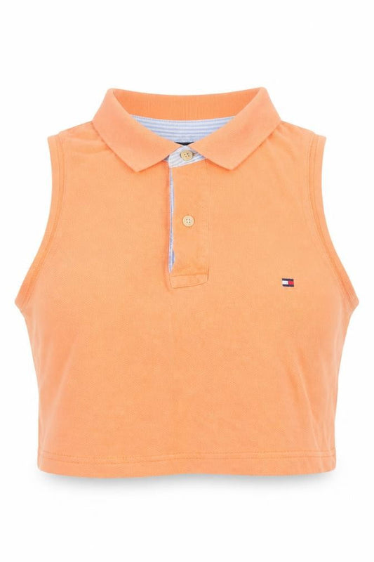 Tommy Hilfiger Women's Orange Cropped Polo Top Sleeveless L