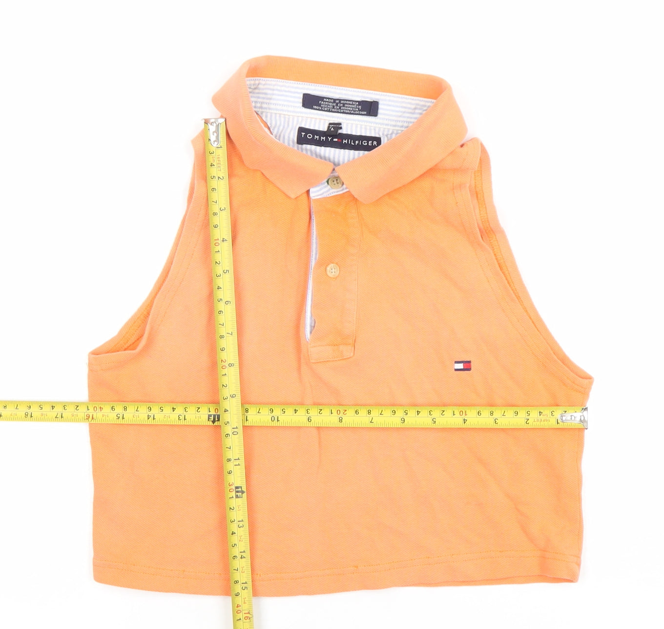 Tommy Hilfiger Women's Orange Cropped Polo Top Sleeveless L