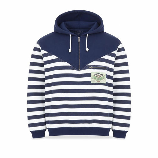 Montana Men's Blue Striped Half Zip Pullover Hoodie Size M