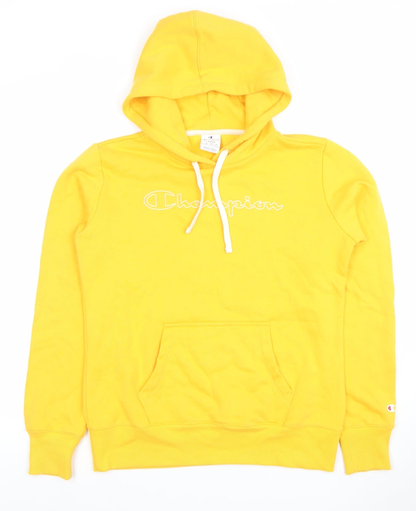 Champion Women's Yellow Pullover Hoodie Large Cotton Blend