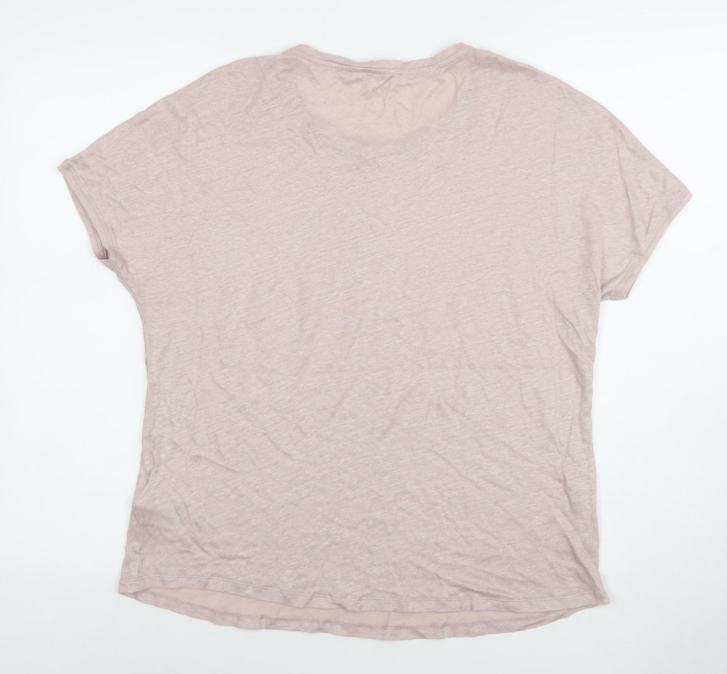 Phase Eight Women Pink Linen Short Sleeve T-Shirt UK 14