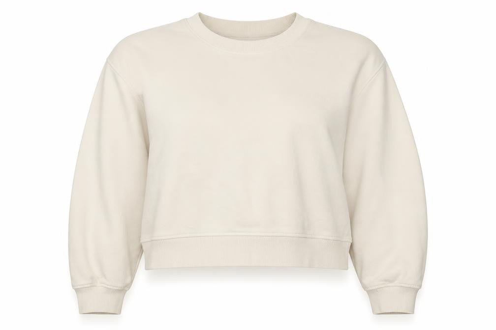 Zara Women Beige Crew Neck Pullover Sweatshirt Size S Cotton Blend