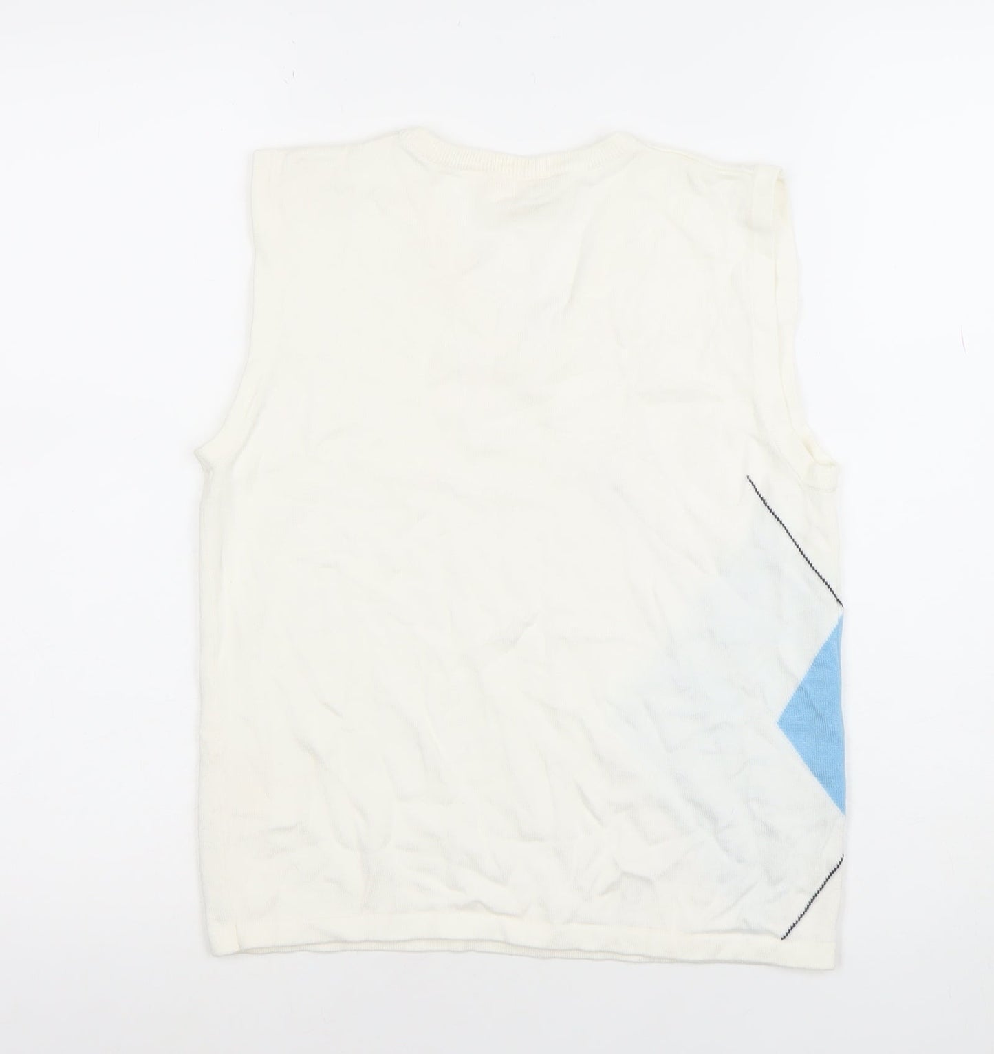 Daily Sports Women's White Knit Argyle Sleeveless Top Size S