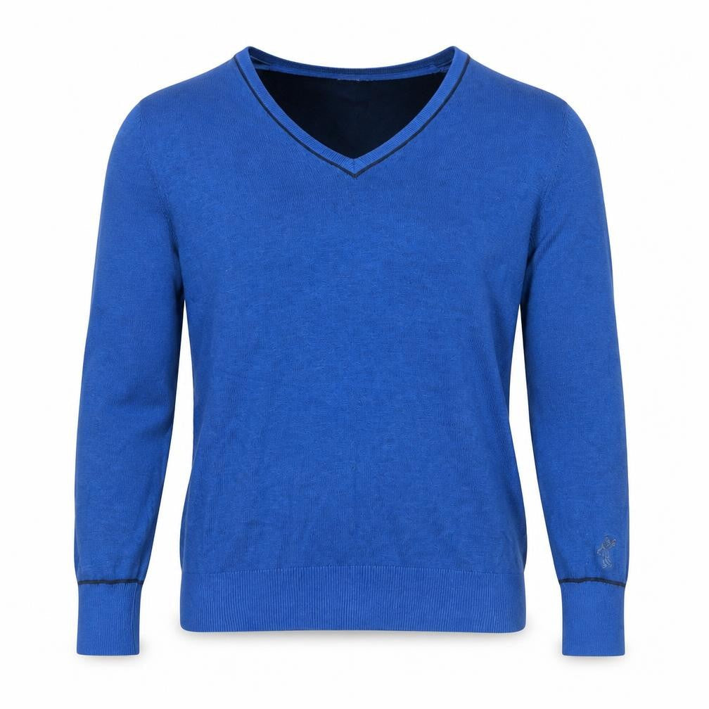 Ashworth Women's Blue V-Neck Cotton Knit Jumper Size S