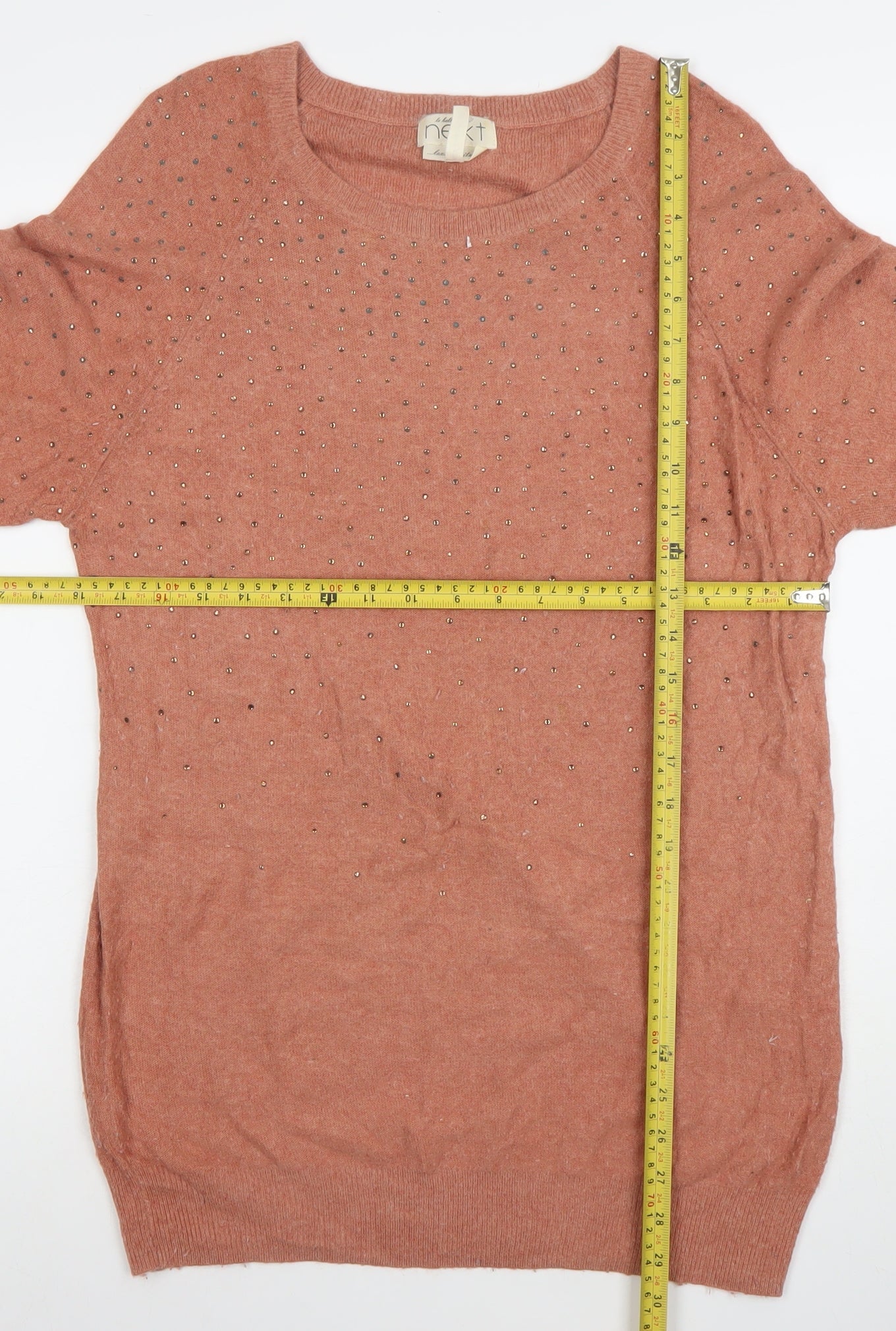 Next Women’s Brown Angora Blend Studded Knit Jumper Size 10