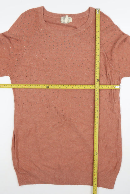 Next Women’s Brown Angora Blend Studded Knit Jumper Size 10