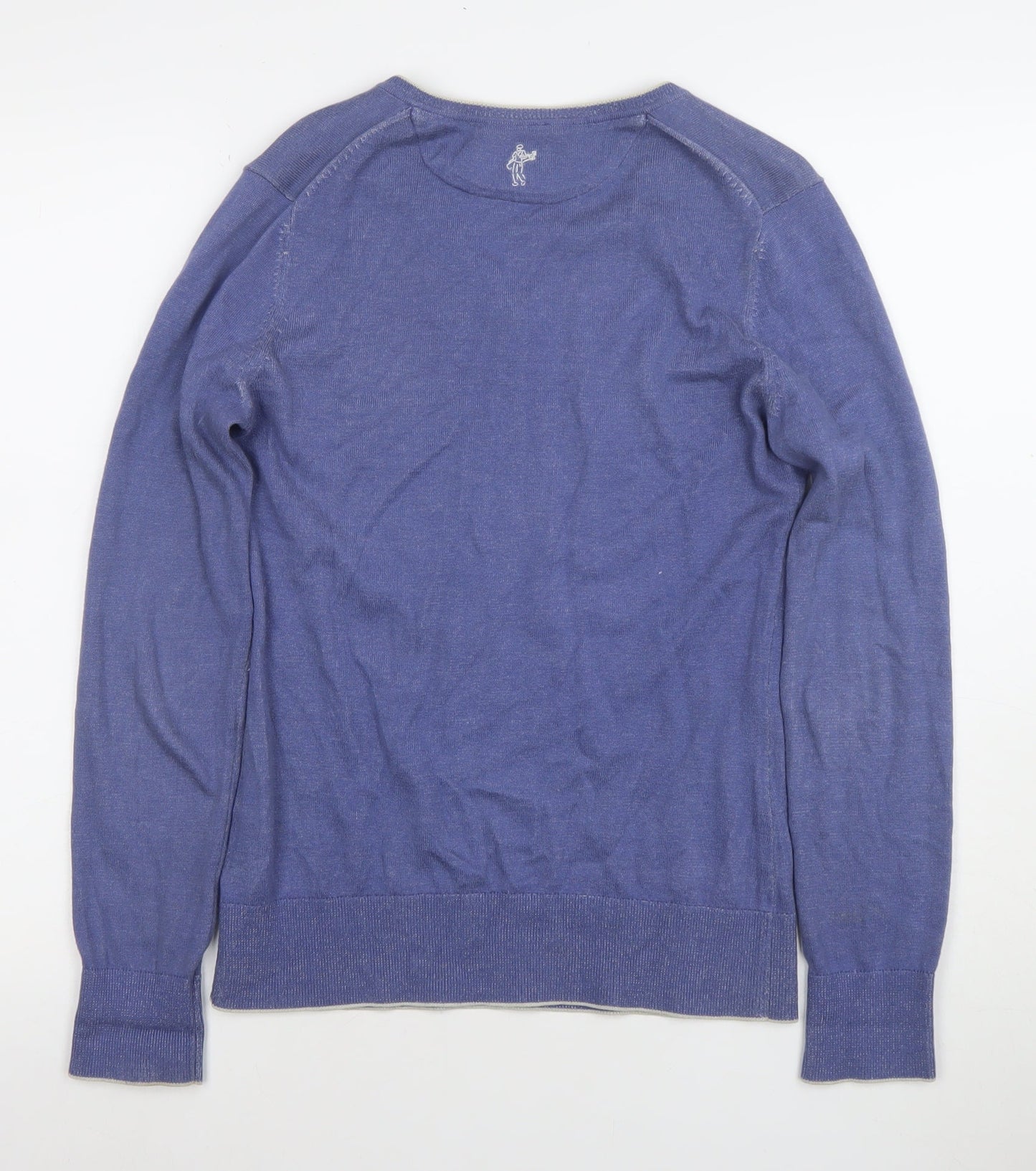 Ashworth Women's Blue V-Neck Cotton Pullover Jumper Size S