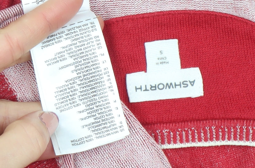 Ashworth Womens Red V-Neck Cotton Knit Jumper Size S