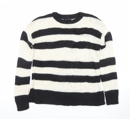 New Look Women's Black Ivory Striped Knit Jumper Size S