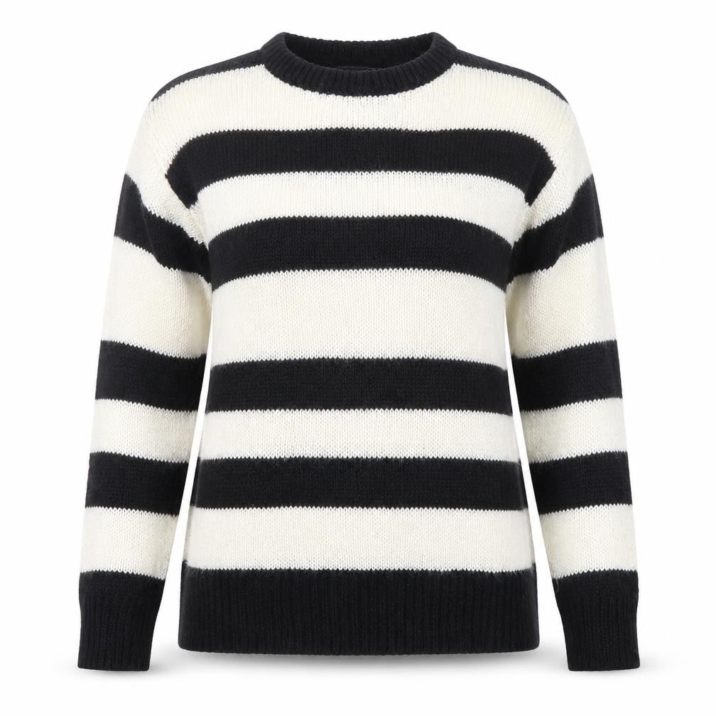 New Look Women's Black Ivory Striped Knit Jumper Size S