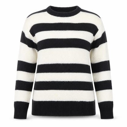 New Look Women's Black Ivory Striped Knit Jumper Size S