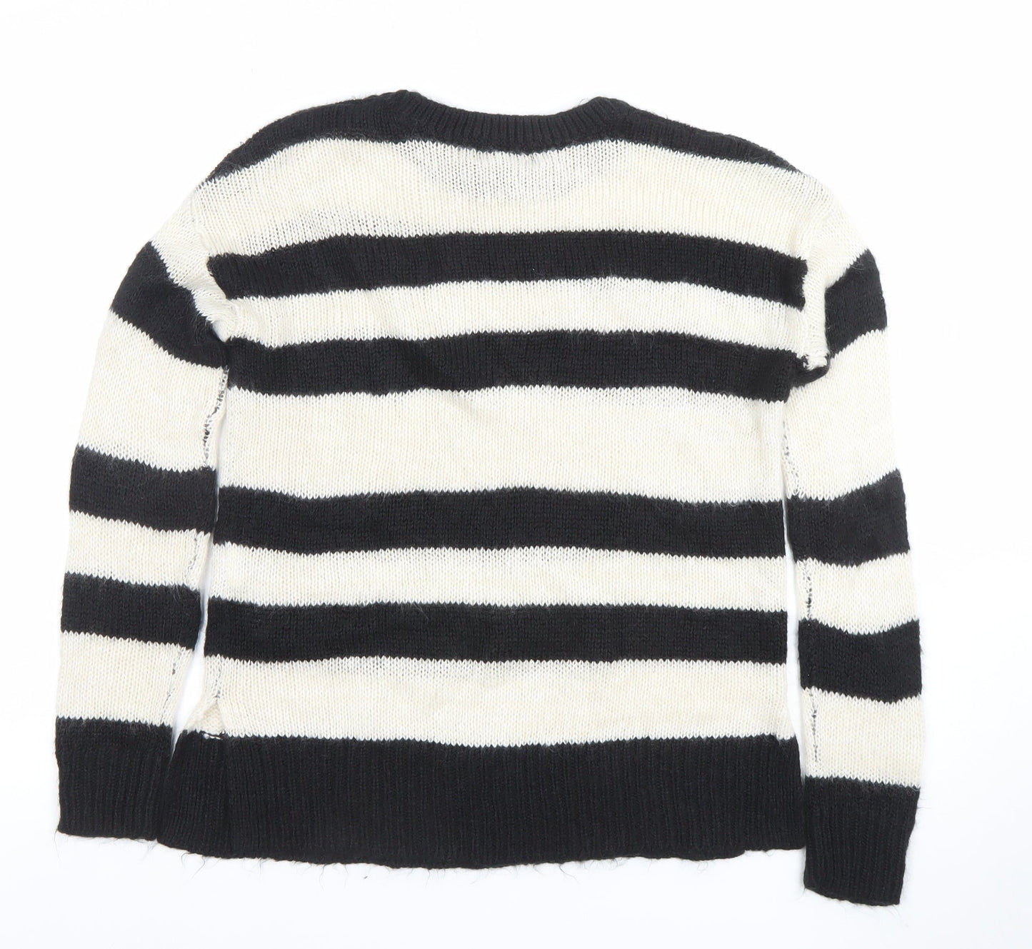 New Look Women's Black Ivory Striped Knit Jumper Size S