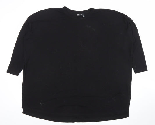 ASOS Women’s Black Jersey 3/4 Sleeve Relaxed Fit T-Shirt Size 16