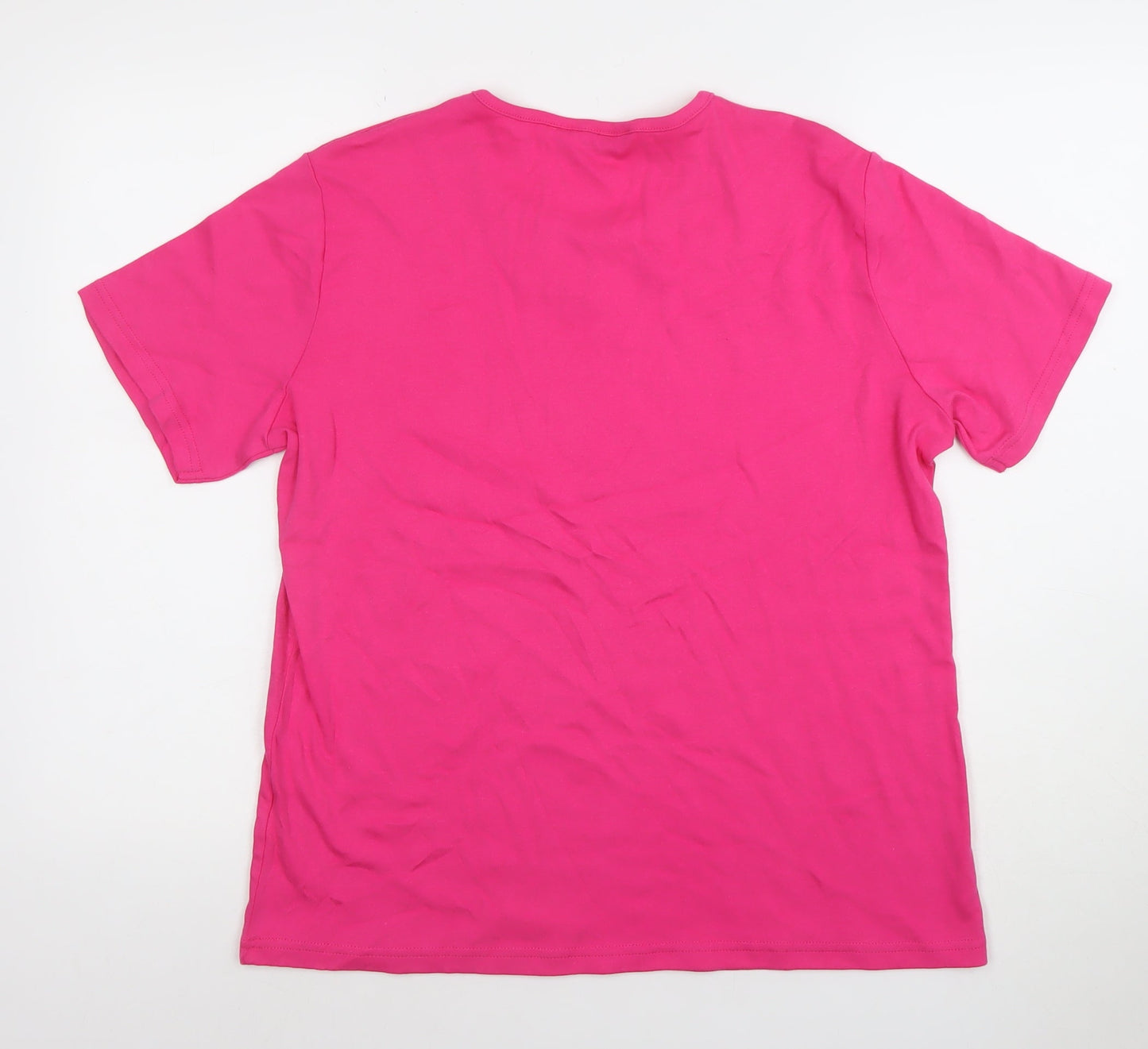 Isle Womens Pink Cotton Short Sleeve Cut-Out Neck T-Shirt L